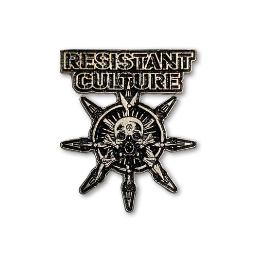 RESISTANT CULTURE "Surviving the Chaos" 1.5 x 1.75 inch metal pin with butterfly clutch