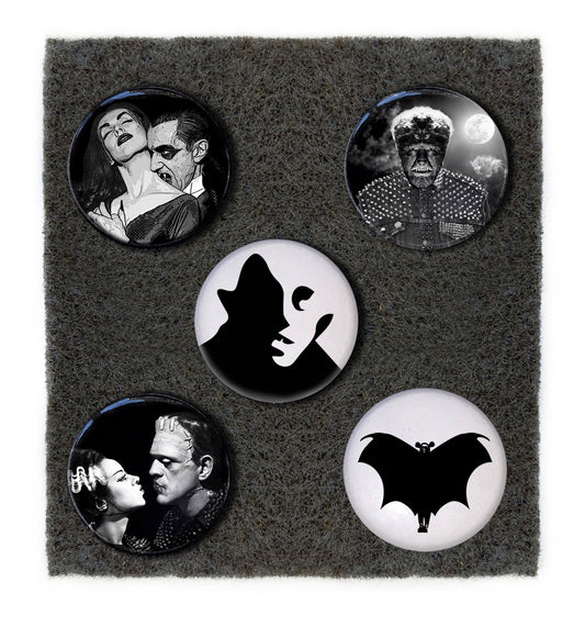 1" Monster Mash Classic Horror Halloween Buttons