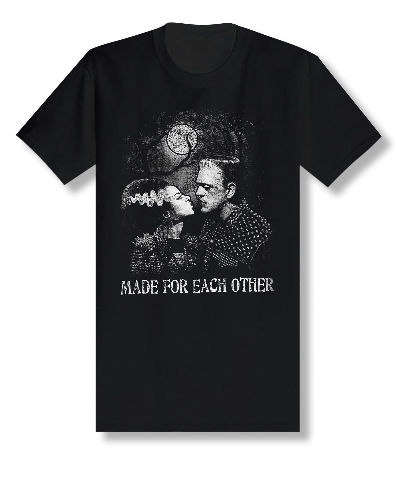 Frankenstein and Bride Monster Mash "Made for Each Other" Classic Horror Everyday is Halloween black t-shirt